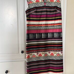 ECI Striped Geometric Maxi Dress - Pink, Black & Cream